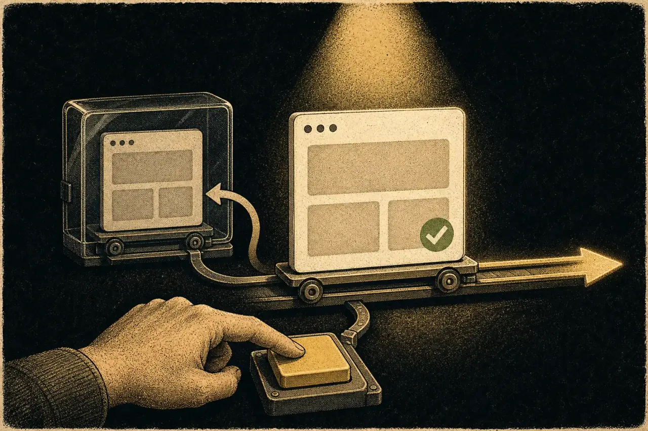 One approved app version moving forward while the previous version remains stored